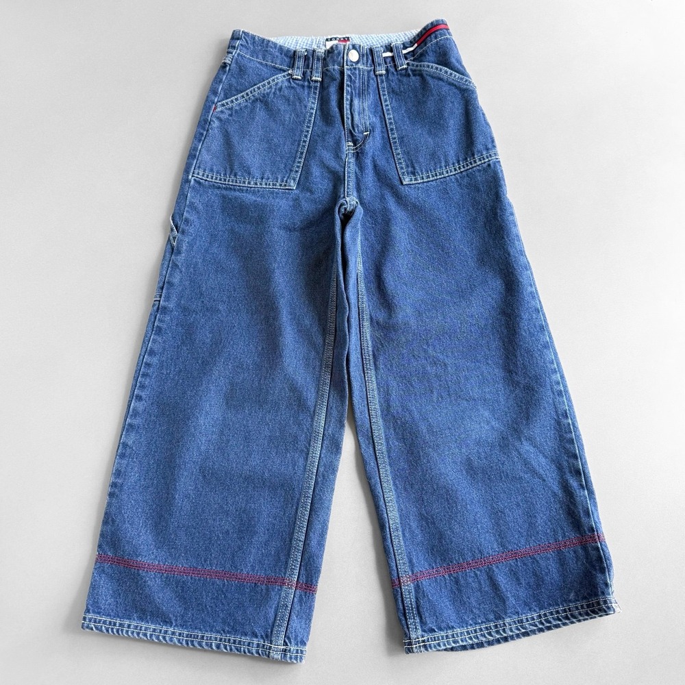 Vintage Y2K Tommy Hilfiger Kids Wide Leg Cropped Carpenter Jeans Girls Size 10